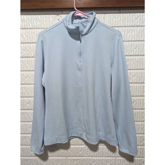 Nike Golf Women's Light Blue Dri-Fit 1/4 Zip Textured Pull-Over Sweatshirt Large - Picture 1 of 8